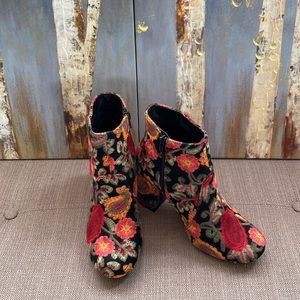 Velvet and Embroidered Booties by Mia. EUC